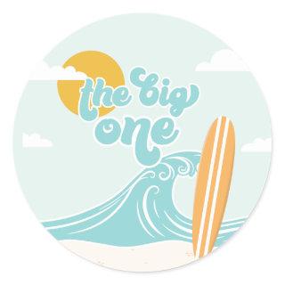 The Big One Surf Beach 1st Birthday Classic Round Sticker