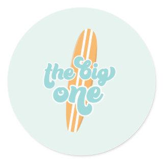 The Big One Surf Beach 1st Birthday Classic Round Sticker