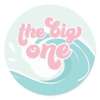The Big One Wave Pink Beach Birthday Classic Round Sticker