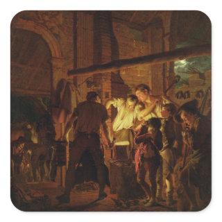 The Blacksmith's Shop (oil on canvas) Square Sticker