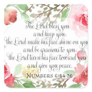 The blessing | Scripture Art | Numbers 6:24-26 Square Sticker