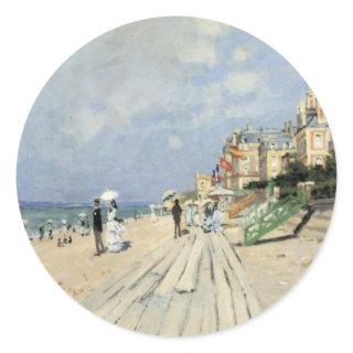 The Boardwalk at Trouville by Claude Monet Classic Round Sticker