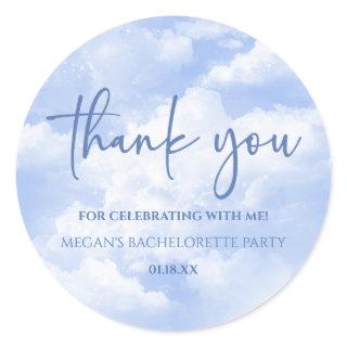 The Bride Is On Cloud Nine Blue Bachelorette Party Classic Round Sticker
