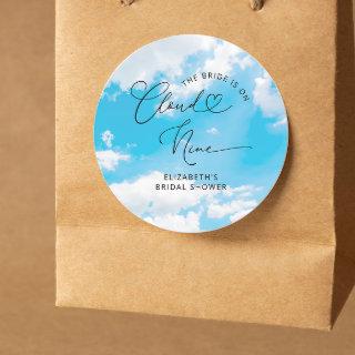 The Bride Is On Cloud Nine Elegant Bridal Shower Classic Round Sticker