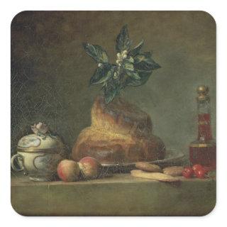 The Brioche or The Dessert, 1763 (oil on canvas) Square Sticker