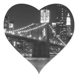 The Brooklyn Bridge - Black and White Heart Sticker