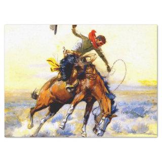 “The Bucker” Western Art by Charles M Russell Tissue Paper