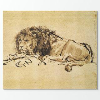THE CAPE LION LYING DOWN, by Rembrandt Sepia,Black