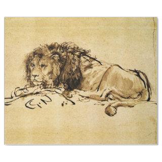 THE CAPE LION LYING DOWN, by Rembrandt Sepia,Black