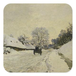 The Cart, or Road under Snow at Honfleur, 1865 Square Sticker