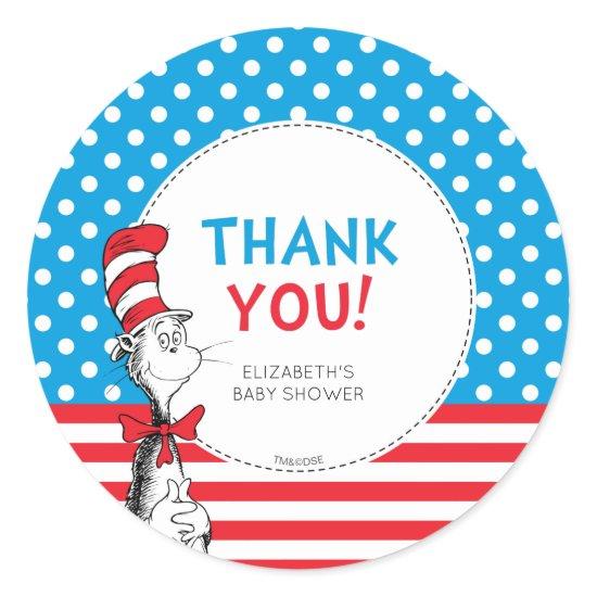 The Cat in the Hat Baby Shower Thank You Classic Round Sticker