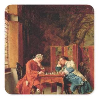 The Chess Players, 1856 Square Sticker