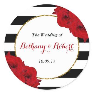 The Chic Modern Luxe Wedding Collection- Red Roses Classic Round Sticker