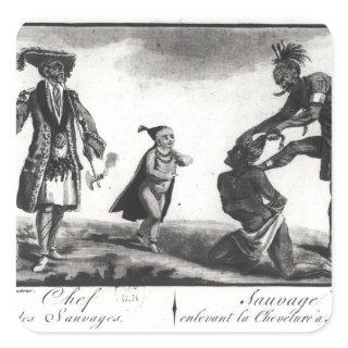 The Chief of the Savages Scalping his Enemy Square Sticker