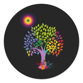 The Colorful Tree Giving Life To Earth Stop Global Classic Round Sticker
