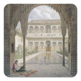 The Court of the Alberca in the Alhambra, Granada, Square Sticker