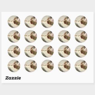 The Creation of Adam by Michelangelo Classic Round Sticker