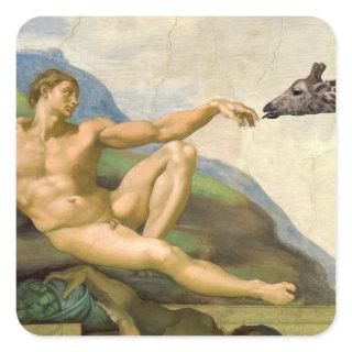 The Creation Of Adam Parody Square Sticker