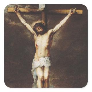 The Crucifixion by Bartolome Esteban Murillo Square Sticker