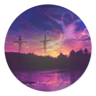 The Crucifixion of Jesus Christ on the Cross Classic Round Sticker