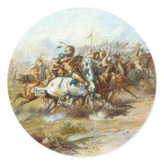 The Custer Fight by Charles Marion Russell Classic Round Sticker
