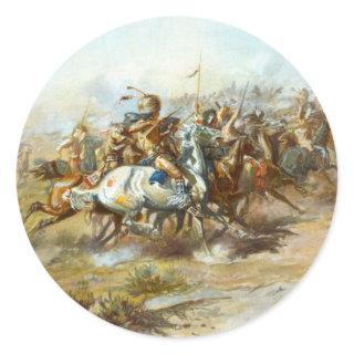 The Custer Fight by Charles Marion Russell Classic Round Sticker