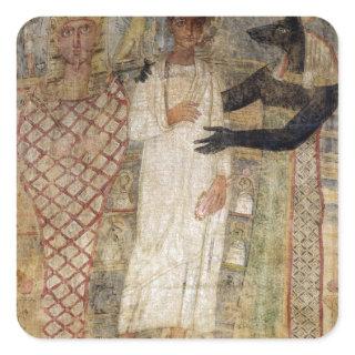 The deceased and his mummy protected by Anubis Square Sticker