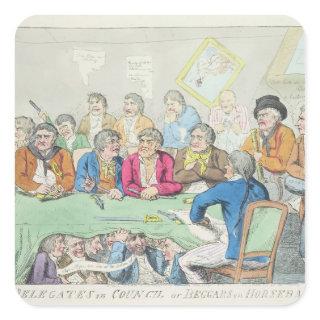 The delegates in council or beggars on horseback square sticker