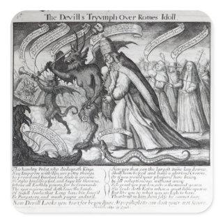 The Devil leading the Pope in Chains, 1680 Square Sticker
