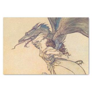 “The Dragon Caught the Queen” by Arthur Rackham Tissue Paper