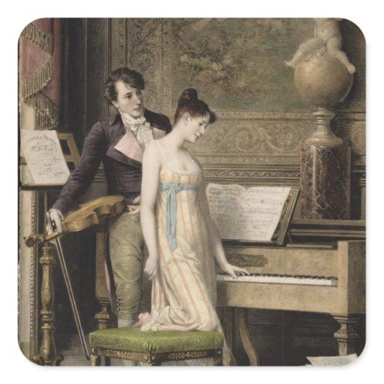 The Duet (mezzotint) Square Sticker