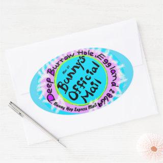 The Easter Bunny Address Egg Shaped Mail Stamp Oval Sticker