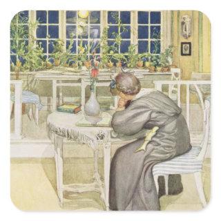 The Evening Before the Journey to England - Study Square Sticker