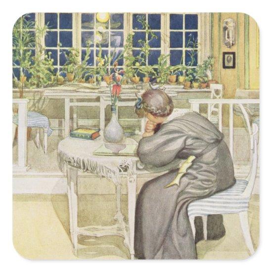 The Evening Before the Journey to England - Study Square Sticker