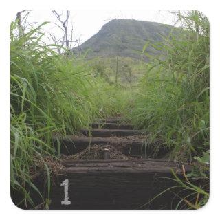 The first step invites hikers up Koko Crater Square Sticker