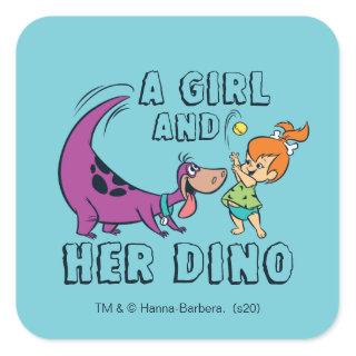 The Flintstones | Pebbles & Dino Play Ball Square Sticker