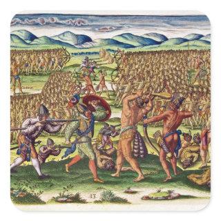 The French Help the Indians in Battle Square Sticker