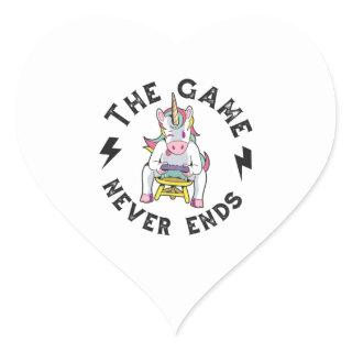 The Game never ends for Unicorns Heart Sticker