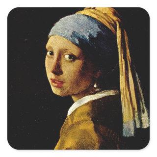 The Girl with a Turban/Girl with the Pearl Earring Square Sticker