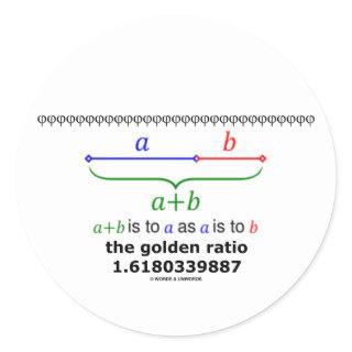 The Golden Ratio (Mathematics 1.6180339887) Classic Round Sticker