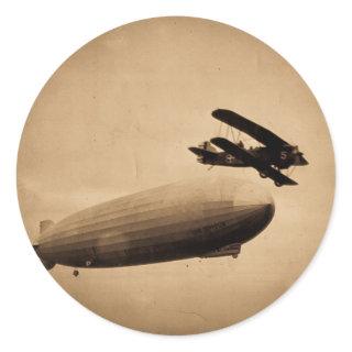 The Graf Zeppelin Approaching New York City 1928 Classic Round Sticker