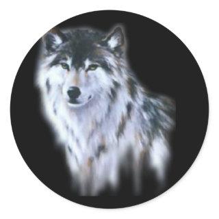 The great fierce wolf in all glory classic round sticker