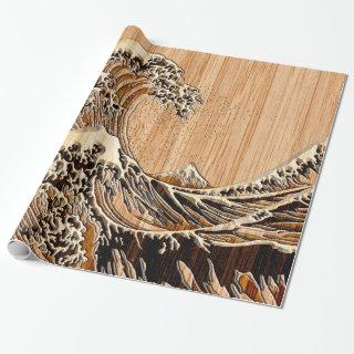 The Great Hokusai Wave Bamboo Wood Style decor
