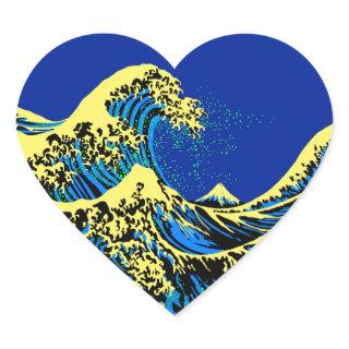 The Great Hokusai Wave in Pop Art Style Accent Heart Sticker