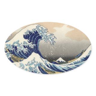 "The Great Wave" copy of Hokusai's original c.1930 Oval Sticker