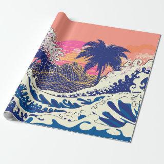 The great wave off kanagawa and palm trees