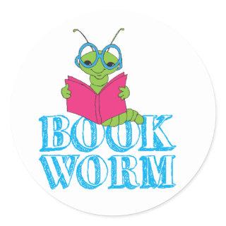 The Green Brilliant Cartoon Bookworm Book Worm Classic Round Sticker