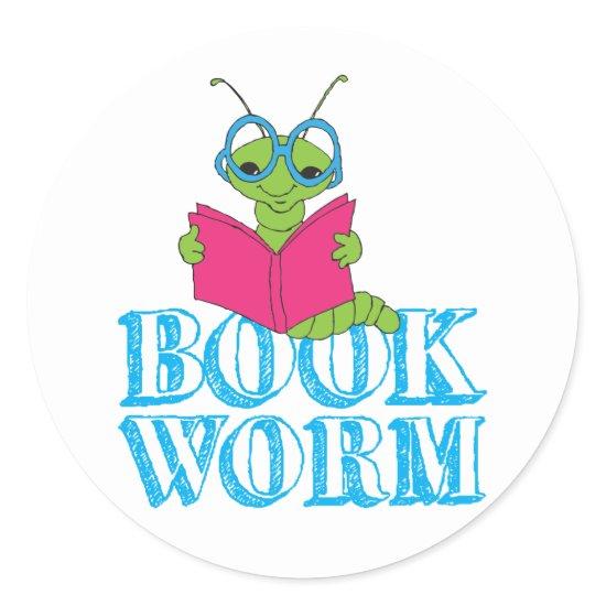 The Green Brilliant Cartoon Bookworm Book Worm Classic Round Sticker