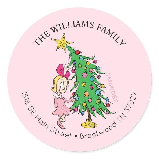 The Grinch | Cindy-Lou Who Christmas Address Classic Round Sticker