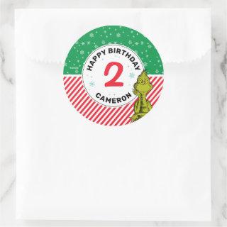 The Grinch Red and Green Snowflake Birthday Classic Round Sticker